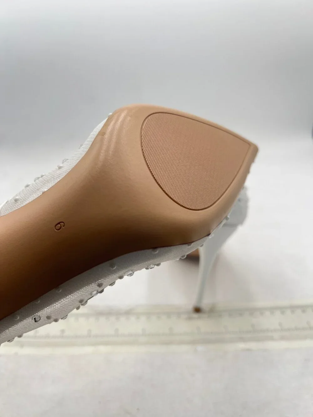 XYD White Sequins Rhinestones Studded Stiletto High Heels Mesh Pumps Dress Shoes